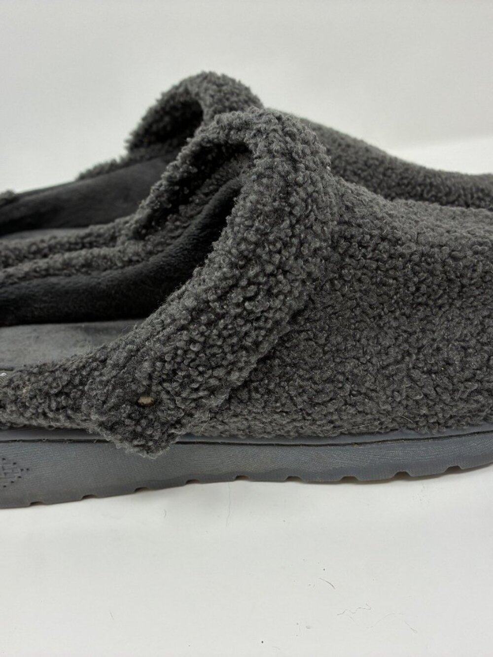 Muk Luks Gray Sherpa Clog Slippers Cozy Fleece Slip On Mule Indoor Outdoor